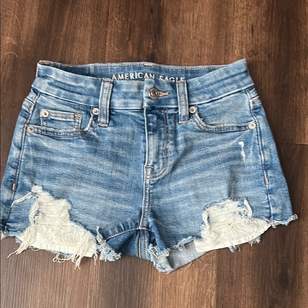 American Eagle Outfitters Distressed Light Blue Jean Shorts